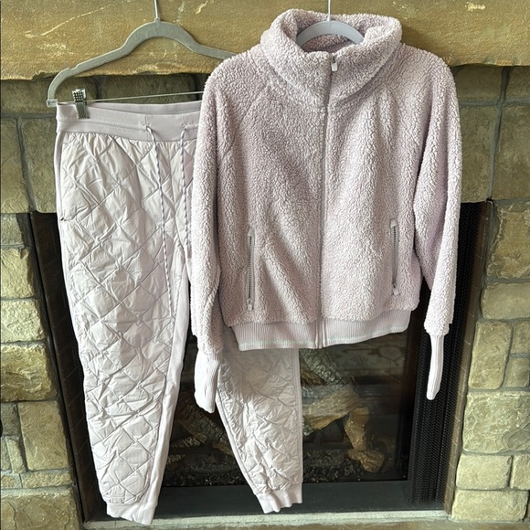 Athleta Other - Athleta Cozy Rosey Lavender Sm zip Fleece Jacket and Quilted jogger Pants Set 8